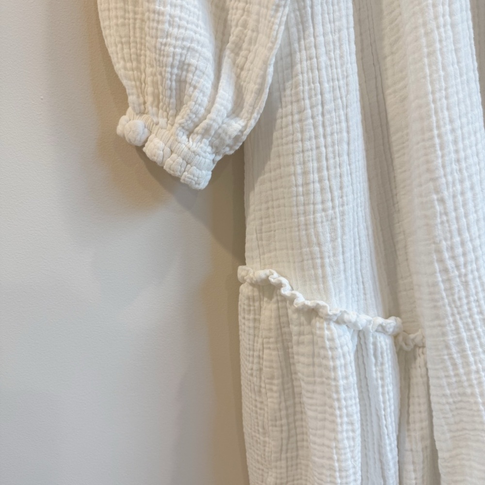 H&M White Cotton Long Sleeve Maxi Dress - Picture 6 of 12